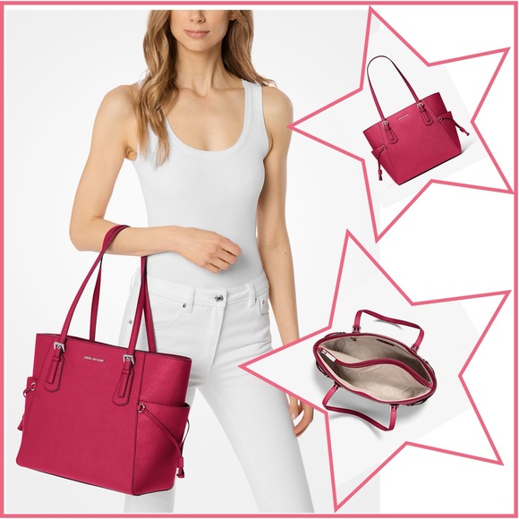 AUTHENTIC Michael Kors Voyager Tote Bag in Dark Raspberry, NWT - Picture 1 of 16